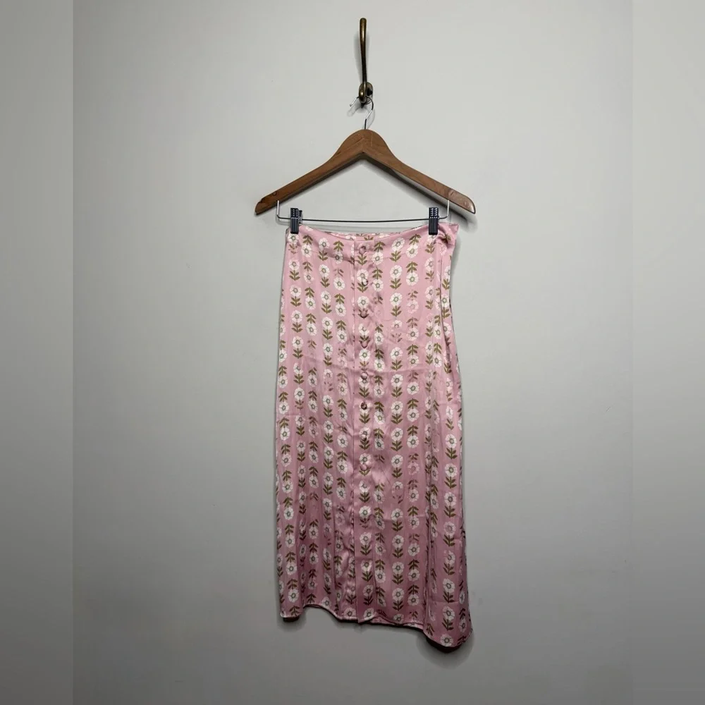 Free People Analise Midi Skirt in Blush Combo